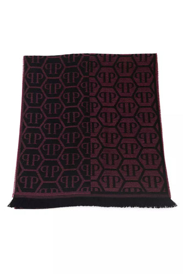 Elegant Burgundy Monogram Fringe Scarf